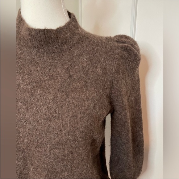 Ever New Alpaca Blend Puff Shoulder Sweater Brown | Soft Luxe Knit | Size Small - Picture 4 of 12